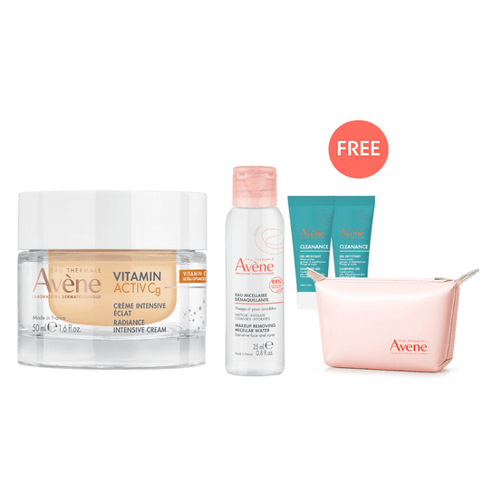 Vitamin Activ Cg Radiance Intensive Cream  X 25 ml Micellar Lotion X 2x Cleanance Gel 15 ml X FREE Pouch