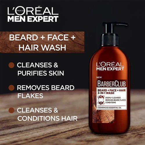 Men Expert Barber Club Beard + Face + Hair 3in1 Wash