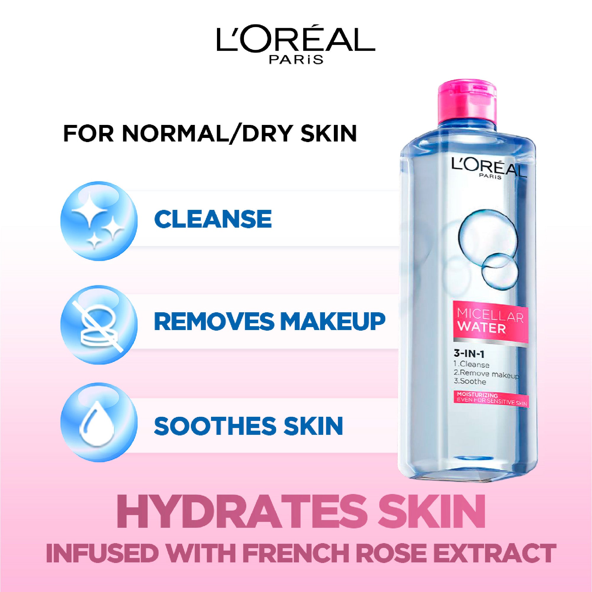 3-in-1 Refreshing Micellar Water Dry to Normal Skin