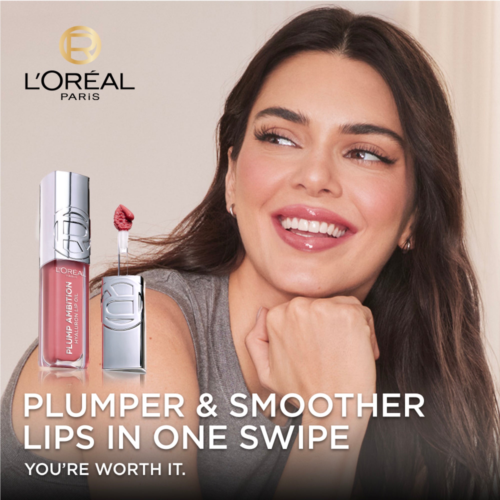 Plump Ambition Hyaluron Lip Oil, 24HR Hydration and Volumizing Shine
