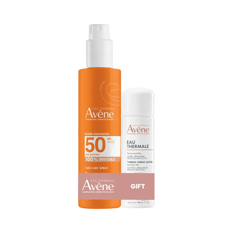 Buy Avène Sunscreen spray SPF50+ 200ml Get Avène Thermal Spring Water Spray