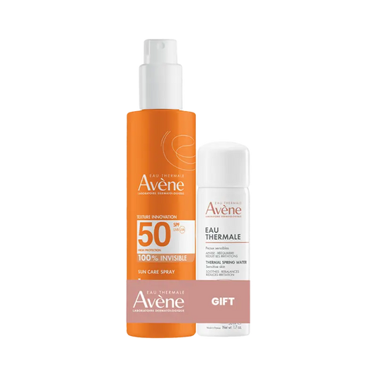 Buy Avène Sunscreen spray SPF50+ 200ml Get Avène Thermal Spring Water Spray