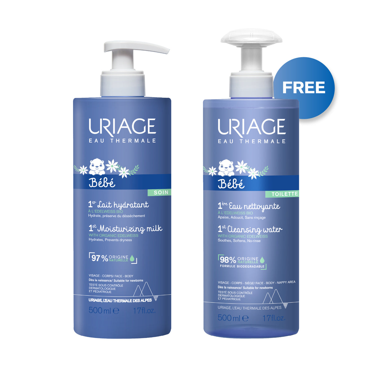 Bebe Lait Hydratant 500ml X FREE Bebe Cleansing Water 500ml